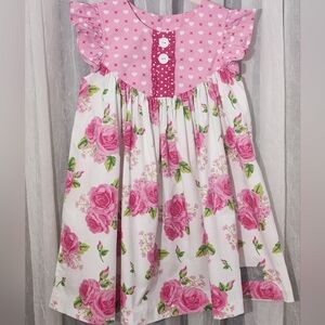 Eleanor Rose Pink/Green Floral Dress, Size 5/6, Like